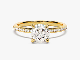 1.00CT Round Moissanite Engagement Ring with channel-set diamonds, elegant design