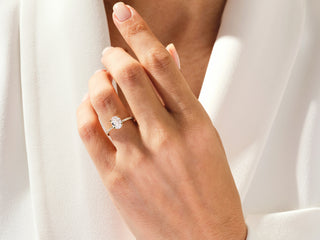 Secret Sparkle: 1.5 CT Oval Moissanite Hidden Halo Ring