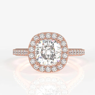 3.00CT Cushion Cut Diamond Halo Pave Engagement Ring