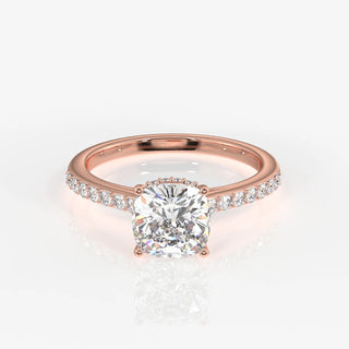 4.00CT Cushion Cut Diamond Hidden Halo Pave Engagement Ring