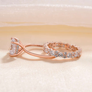 3.00CT Cushion Cut Diamond Hidden Halo Engagement Ring Set