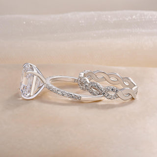 4.00CT Asscher Cut Diamoond Pave Engagement RIng set