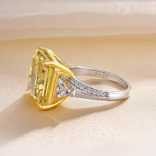 3.00CT Yellow Cushion Cut Diamond Split Shank Three Stone Engagement Ring