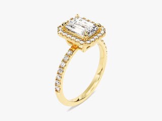 Statement Emerald Cut Moissanite Halo Pave Ring 