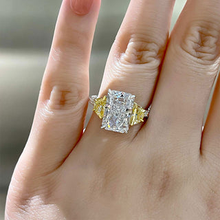 4.00CT Radiant Cut Diamond Three Stone Antique Engagement RING