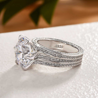 2.50CT Round Brilliant Cut Three Row Pave Engagement Ring