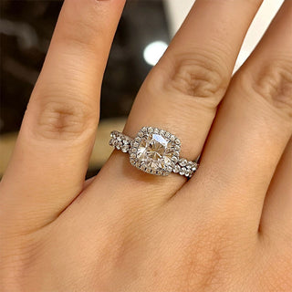 2.500CT Round Cut Halo Pave Unique Engagement Ring Set