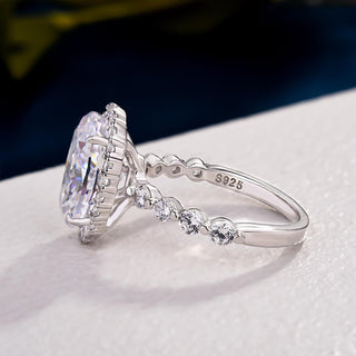 5.00CT Oval Cut Diamond Halo Pave Engagement Ring