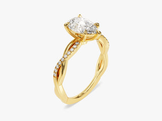 Twisted pavé engagement ring with 1.50CT pear-cut moissanite center
