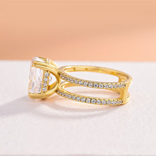 3.00CT Cushion Cut Diamond Hidden Halo Split Shank Pave Engagement Ring