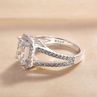 4.00CT Cushion Cut Diamond Halo Split Shank Engagement Ring