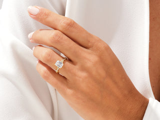 Unique Emerald Moissanite Ring with Twisted Pavé Diamond Band