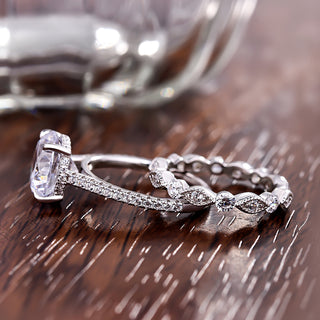 3.00CT Round Cut Diamond Pave Engagement Ring Set