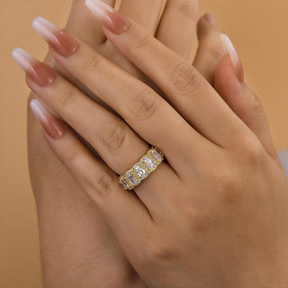 Cushion Moissanite Diamond Halo Full Eternity Wedding Band