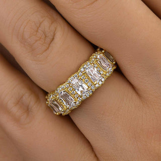 Cushion Moissanite Diamond Halo Full Eternity Wedding Band