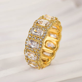 Cushion Moissanite Diamond Halo Full Eternity Wedding Band
