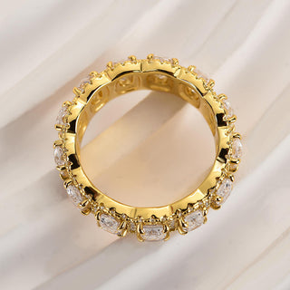 Cushion Moissanite Diamond Halo Full Eternity Wedding Band