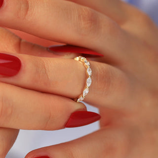 Marquise & Round Moissanite Diamond Full Eternity Wedding Band