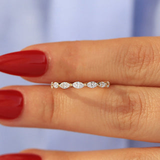 Marquise & Round Moissanite Diamond Full Eternity Wedding Band