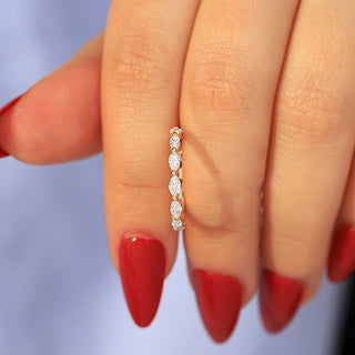 Marquise & Round Moissanite Diamond Full Eternity Wedding Band