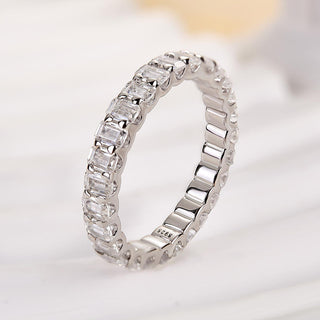 Emerald Cut Moissanite Diamond Full Eternity Wedding Band