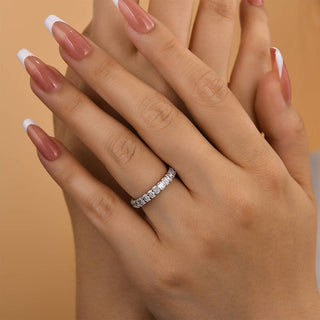 Emerald Cut Moissanite Diamond Full Eternity Wedding Band