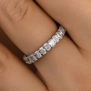 Emerald Cut Moissanite Diamond Full Eternity Wedding Band
