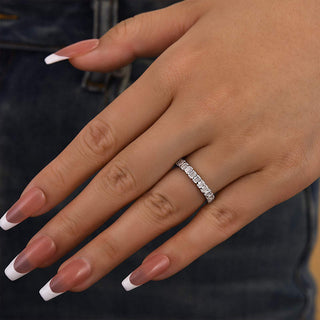 Emerald Cut Moissanite Diamond Full Eternity Wedding Band