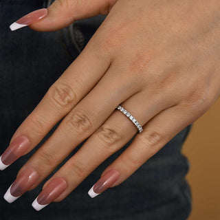 Round Moissanite Diamond Half Eternity Wedding Band