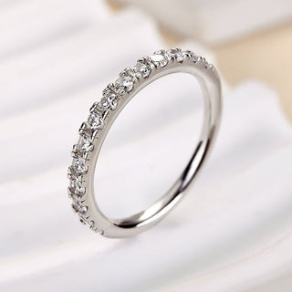 Round Moissanite Diamond Half Eternity Wedding Band