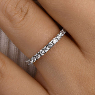 Round Moissanite Diamond Half Eternity Wedding Band