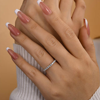 Round Moissanite Diamond Half Eternity Wedding Band