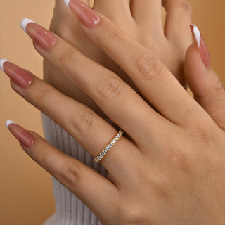 Round Moissanite Diamond Half Eternity Wedding Band
