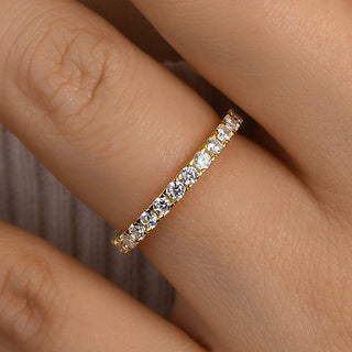 Round Moissanite Diamond Half Eternity Wedding Band
