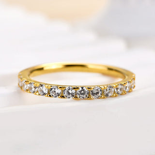 Round Moissanite Diamond Half Eternity Wedding Band