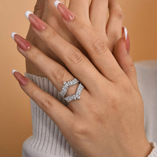 Marquise & Round Moissanite Diamond Unique Wedding Band