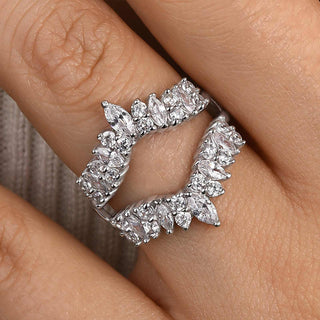 Marquise & Round Moissanite Diamond Unique Wedding Band