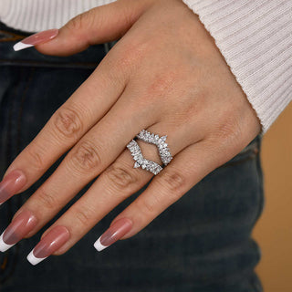 Marquise & Round Moissanite Diamond Unique Wedding Band