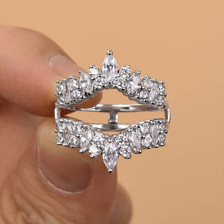 Marquise & Round Moissanite Diamond Unique Wedding Band