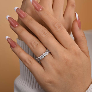 Oval Moissanite Diamond Half Eternity Wedding Band