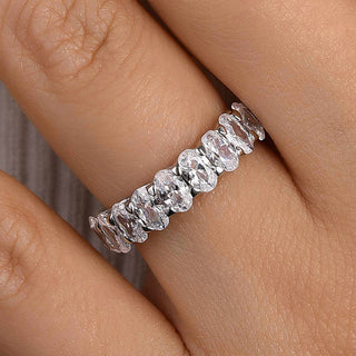 Oval Moissanite Diamond Half Eternity Wedding Band
