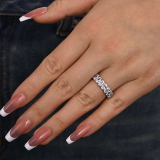 Oval Moissanite Diamond Half Eternity Wedding Band