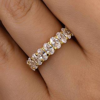 Oval Moissanite Diamond Half Eternity Wedding Band