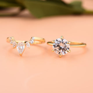 3.00CT Round Cut Diamond Solitaire Engagement Ring Set