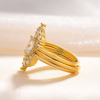 4.00CT Radiant Cut Diamond Cluster Halo Antique Bridal Ring Set