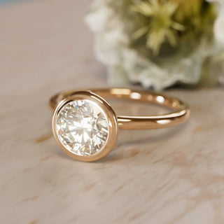 3.00CT Round Cut Diamond Bezel Solittaire Engagement Ring