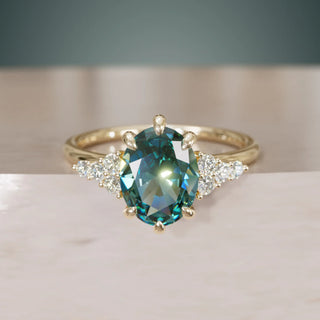 4.00CT Green Oval Cut Diamond Cluster Unique Engagement Ring