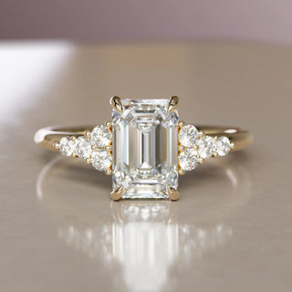 6.00CT Emerald Cut Diamond Cluster Unique Engagement Ring