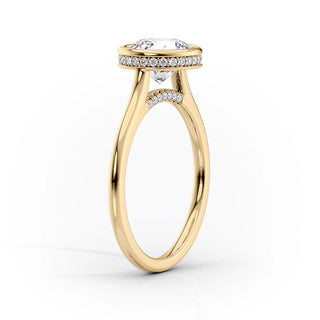 2.00CT Round Cut Diamond Solitaire Side Halo Bezel Engagement Ring