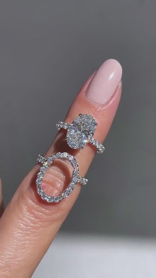 3.CT Oval Moissanite Diamond Halo Pave Bridal Engagement Ring